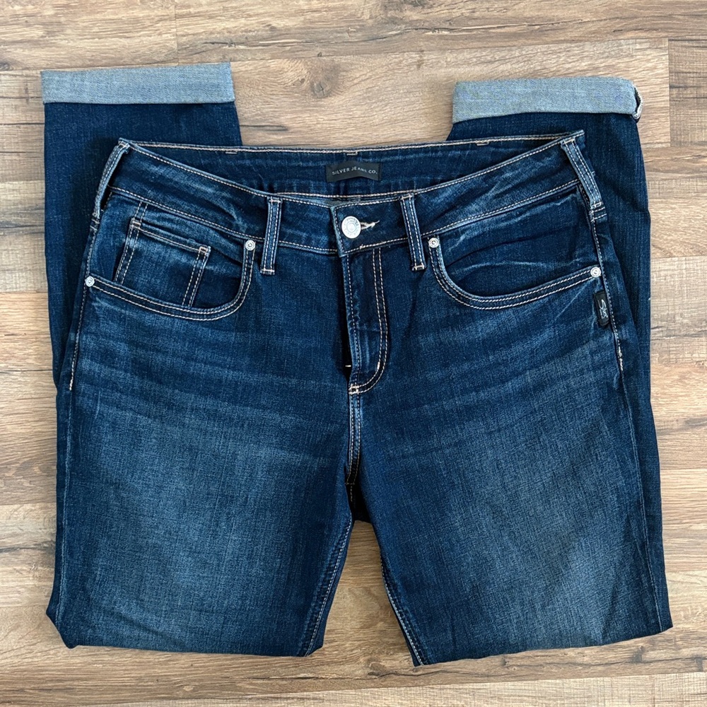 Silver Jeans Co Women’s Boyfriend Jeans Dark Wash 32x29